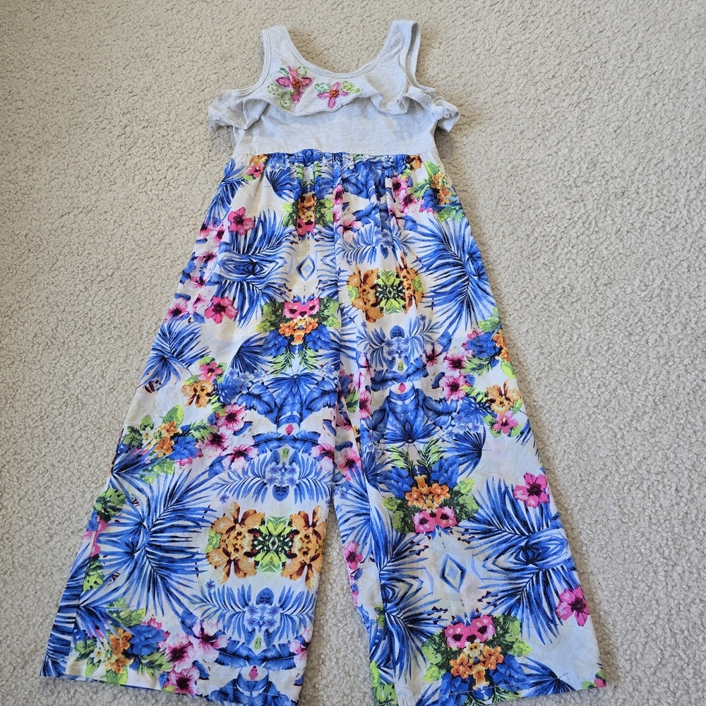Hannah Banana GIRLS YOUTH Size 4 Tropical Floral Jumpsuit Romper